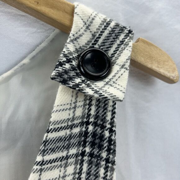 Mossimo Sheath Dress Large White Black Plaid Overall Wool Pockets Buttons School - Picture 7 of 12